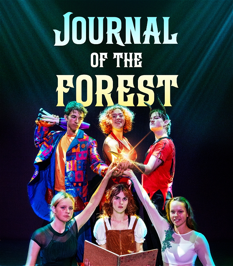 a Geni, imp, dragon, elf and selkie all holding a lamp around a human holding a notebook