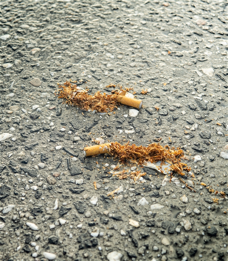 Cigarettes are smashed on the cold grey asphalt. Their butts still firmly in tact. They leave trails of their fibers exposed, broken, littered about, opposed to one another. Passing each other, like two comets streaking across the sky.